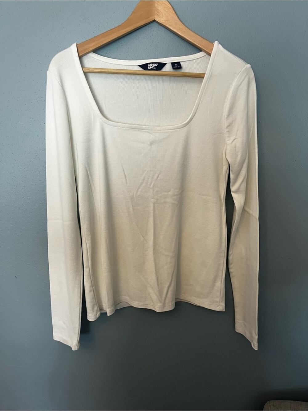 Lands' End Ribbed Scoop Neck Long Sleeve Top